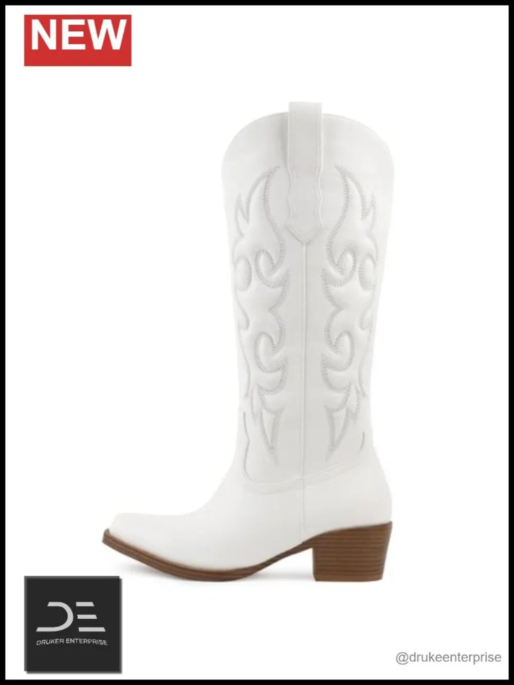 Women's Knee High Cowboy Boots Pointed Toe Western Cowgirl Boots Faux Leather